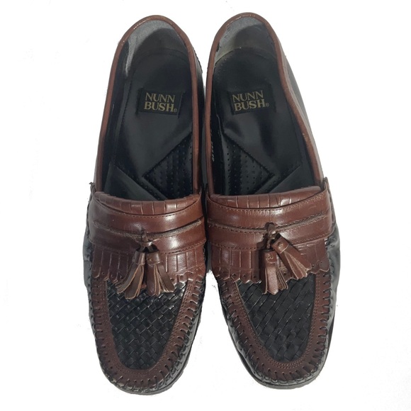Nunn Bush Slip On Two-Toned Leather black & brown woven toe, kiltie loafer 10.5 main image 12